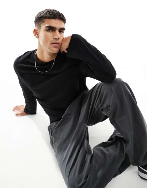 ASOS DESIGN essential relaxed long sleeve t-shirt in black