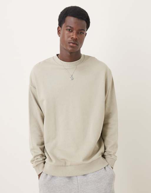 ASOS DESIGN essential relaxed sweatshirt in stone
