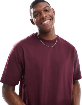 ASOS DESIGN essential relaxed t-shirt in burgungy 