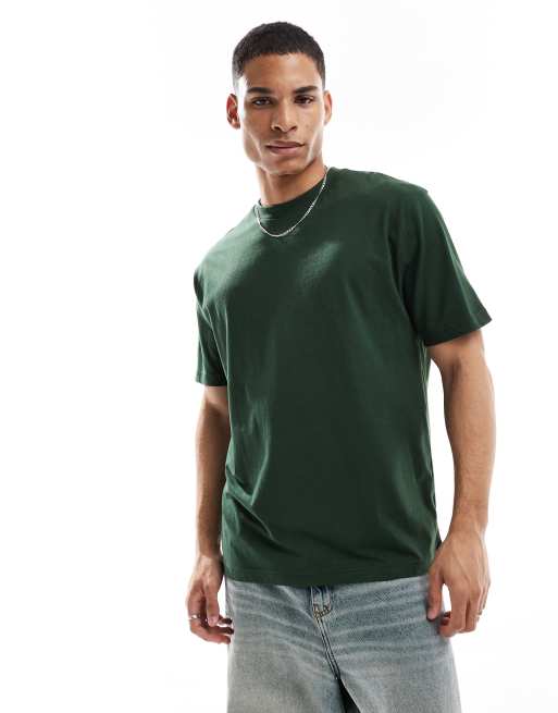 ASOS DESIGN essential relaxed t-shirt in dark green  