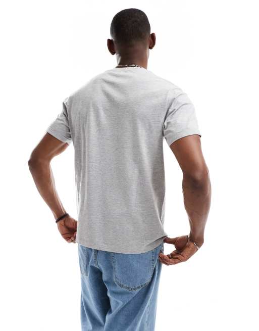 ASOS DESIGN essential roll sleeve T-shirt with crew neck in gray heather 