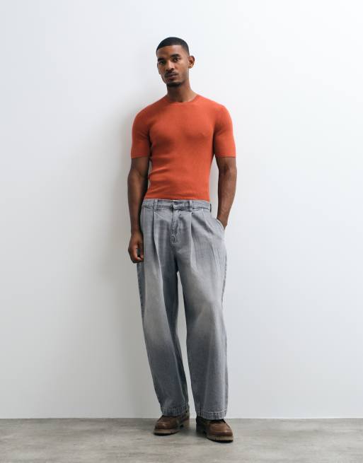 ASOS DESIGN – Essential – Rostfärgad, ribbstickad topp i muscle fit med rund halsringning, 3 av 5