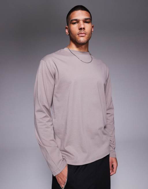 ASOS DESIGN - Essential - Ruimvallend T-shirt met lange mouwen in bruin