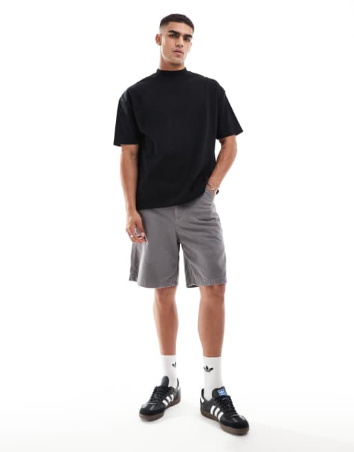 ASOS DESIGN – Essential – Schweres Oversize-T-Shirt in Schwarz mit kastigem Schnitt und hohem Ausschnitt, 240 g/m²