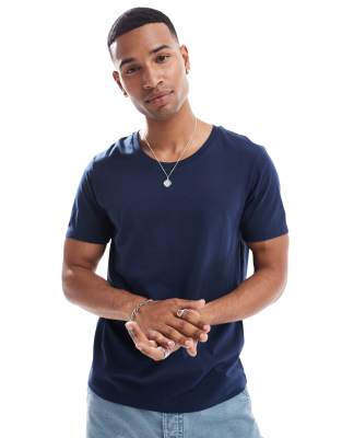 Asos Design Essential Scoop Neck T-shirt In Navy