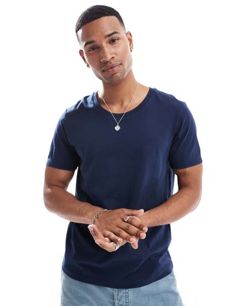ASOS DESIGN essential scoop neck t-shirt in navy - view 1
