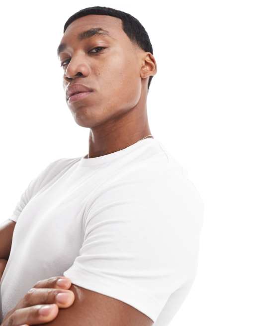 ASOS DESIGN - Essential - Set van 2 muscle fit T-shirts in donkergroen en wit , 2 van 4