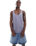 [ASOS DESIGN] ASOS DESIGN essential singlet in mid blue XS Blue granite