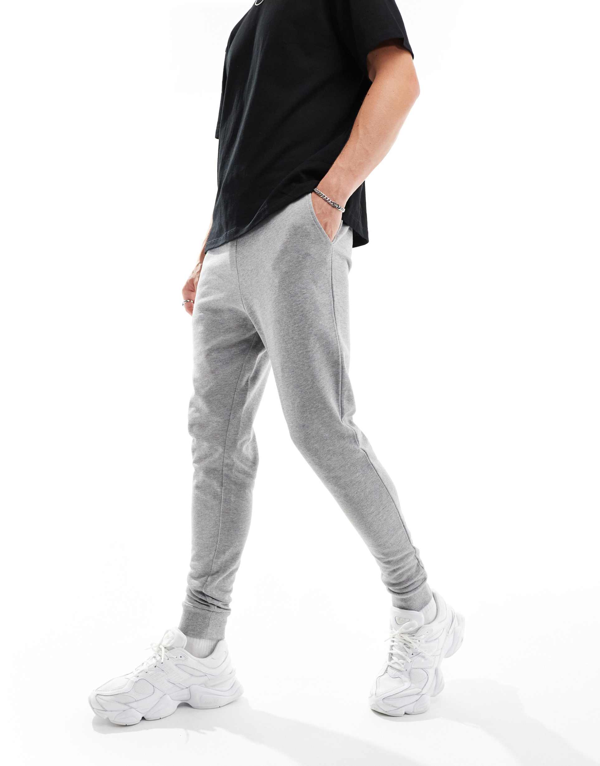 ASOS DESIGN essential slim joggers in grey marl