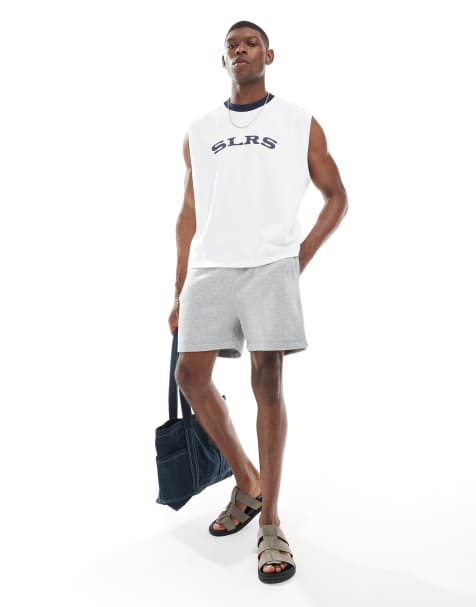 ASOS DESIGN essential slim shorts in gray heather - view 1
