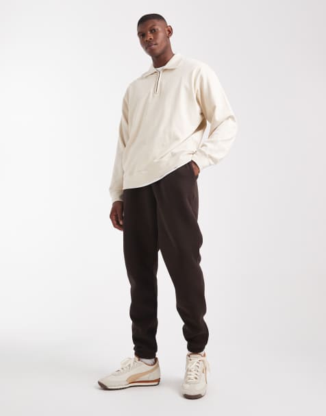 ASOS DESIGN essential slim trackies in brown - view 1