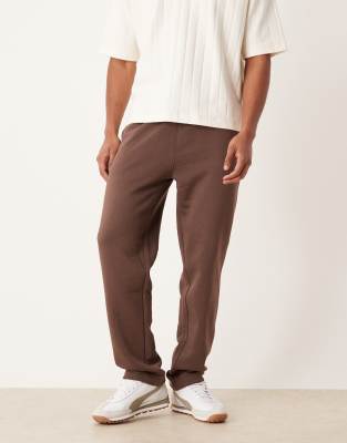 Asos Design Essential Straight Leg Sweatpants In Brown