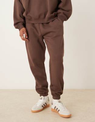 Asos Design Essential Straight Leg Sweatpants In Brown