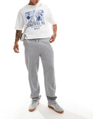 essential straight leg sweatpants in heather gray