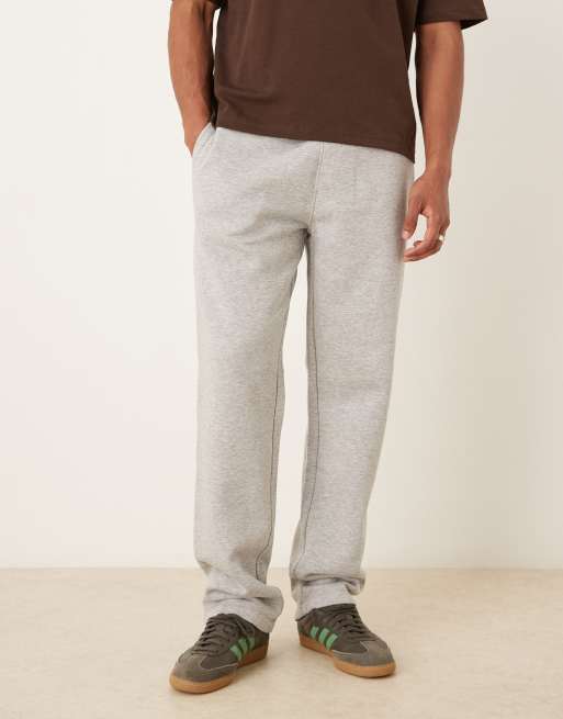 ASOS DESIGN essential straight leg trackies in grey marl