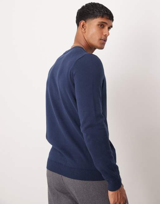 ASOS DESIGN - Essential - Strikket trøje i marineblå, 3 af 4