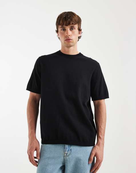 ASOS DESIGN – Essential – Svart, finstickad tröja med avslappnad passform och rund halsringning - view 1