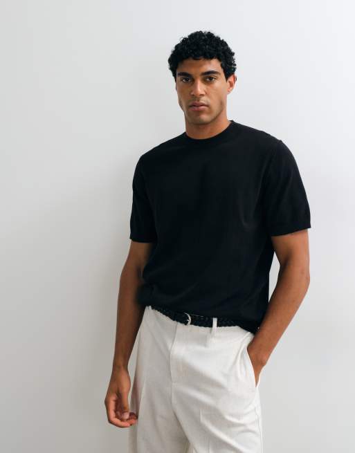 ASOS DESIGN – Essential – Svart, finstickad tröja med avslappnad passform och rund halsringning, 2 av 5