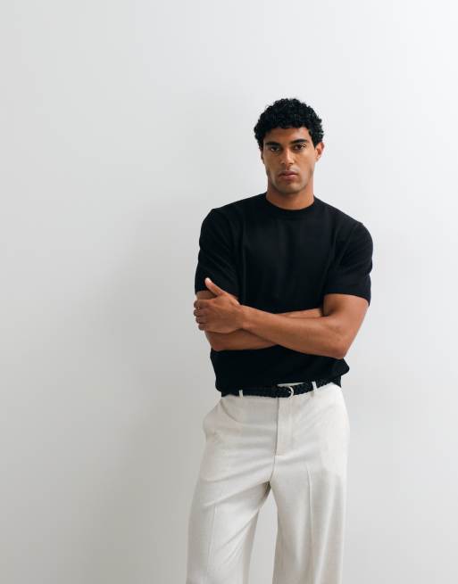ASOS DESIGN – Essential – Svart, finstickad tröja med avslappnad passform och rund halsringning, 4 av 5