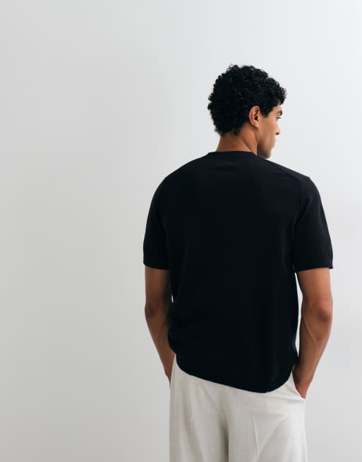 ASOS DESIGN – Essential – Svart, finstickad tröja med avslappnad passform och rund halsringning, 5 av 5