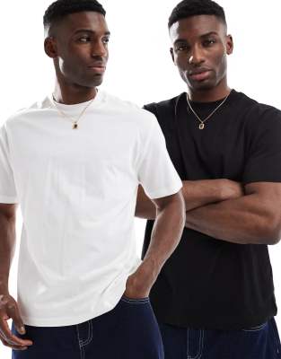 ASOS DESIGN – Essential – Svarta och vita t-shirt med avslappnad passform, 2-pack