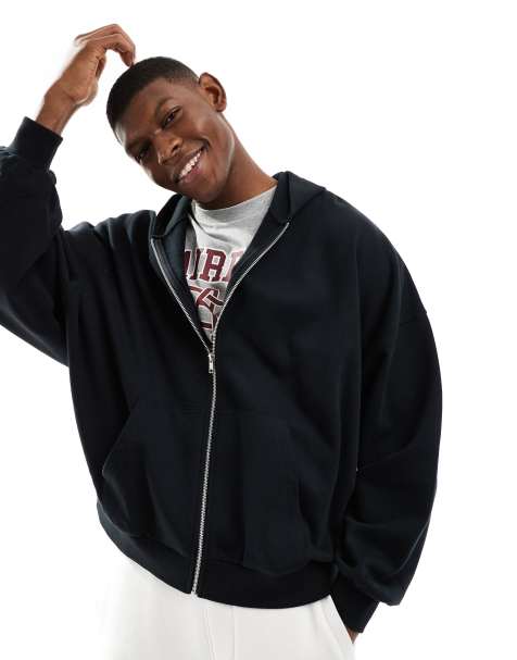 ASOS DESIGN - Essential - Sweat à capuche ultra oversize à fermeture éclair - Noir - view 1