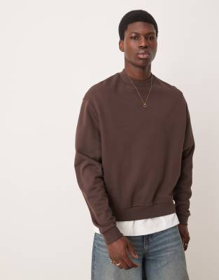ASOS DESIGN - Essential - Sweat oversize coupe carrée - Marron
