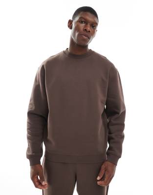 Asos Design Essential Sweatshirt In Brown