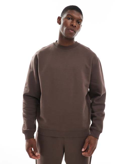 ASOS DESIGN essential sweatshirt in brown