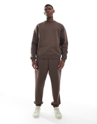 Asos Design Essential Sweatshirt In Brown