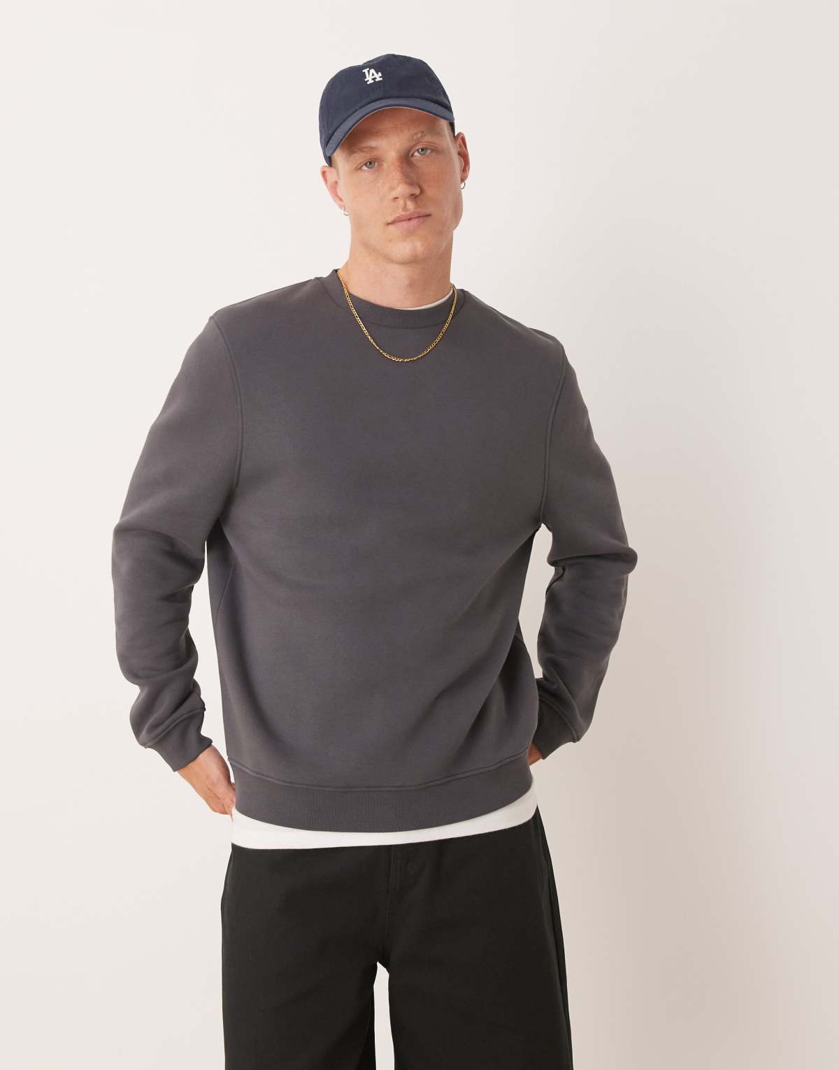 ASOS DESIGN essential sweatshirt in dark grey