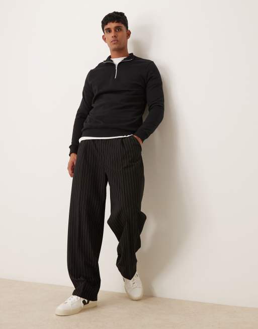 ASOS DESIGN essential sweatshirt with half zip in black