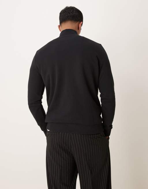 ASOS DESIGN essential sweatshirt with half zip in black