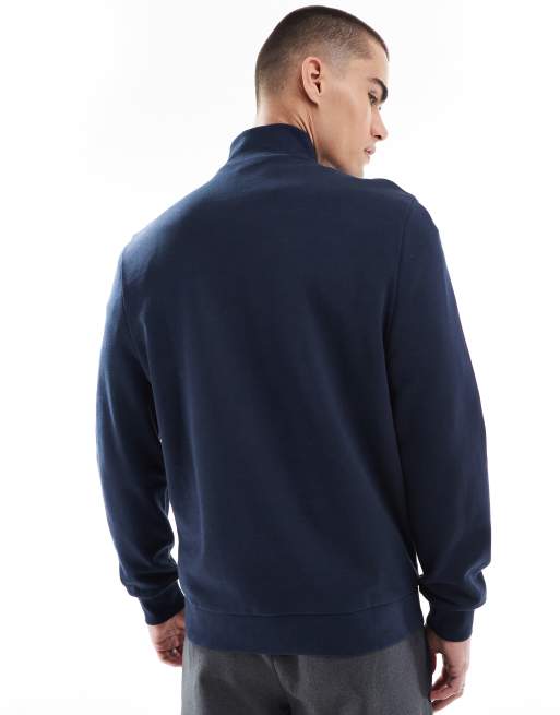 ASOS DESIGN essential sweatshirt with quarter zip in navy