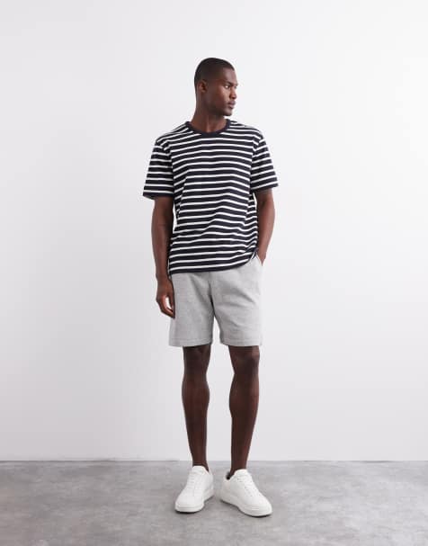 ASOS DESIGN essential mid length slim shorts in grey marl
