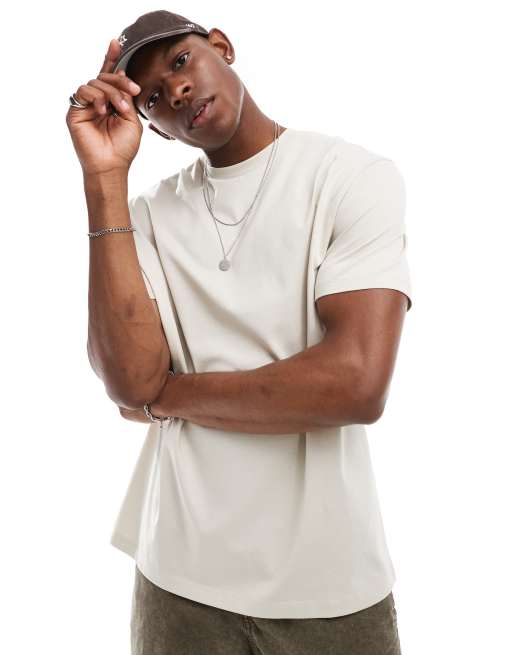 ASOS DESIGN – Essential – Szarobeżowy T-shirt o luźnym kroju