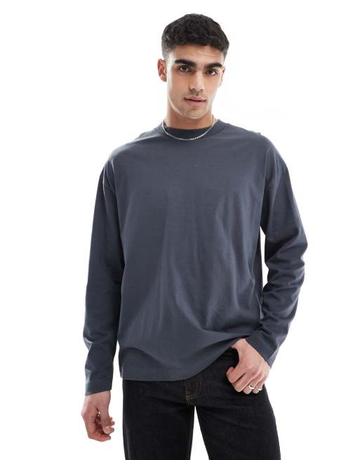 ASOS DESIGN - Essential - T-shirt a maniche lunghe oversize antracite