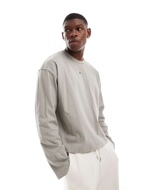 ASOS DESIGN - Essential - T-shirt a maniche lunghe squadrata oversize pesante 240 gsm kaki - view 1
