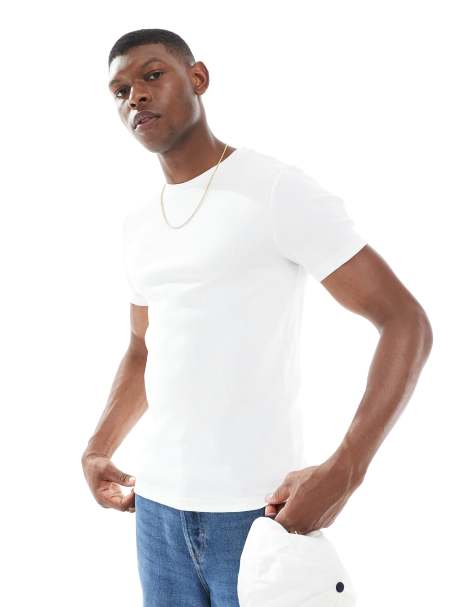 ASOS DESIGN - Essential - T-shirt attillata a coste bianca - view 1