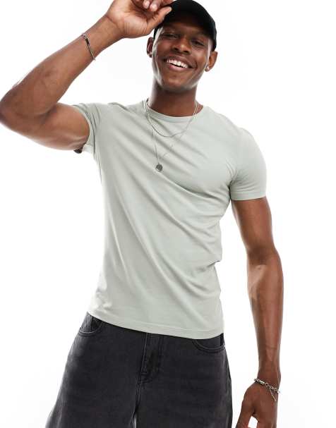 ASOS DESIGN - Essential - T-shirt attillata verde chiaro - view 1