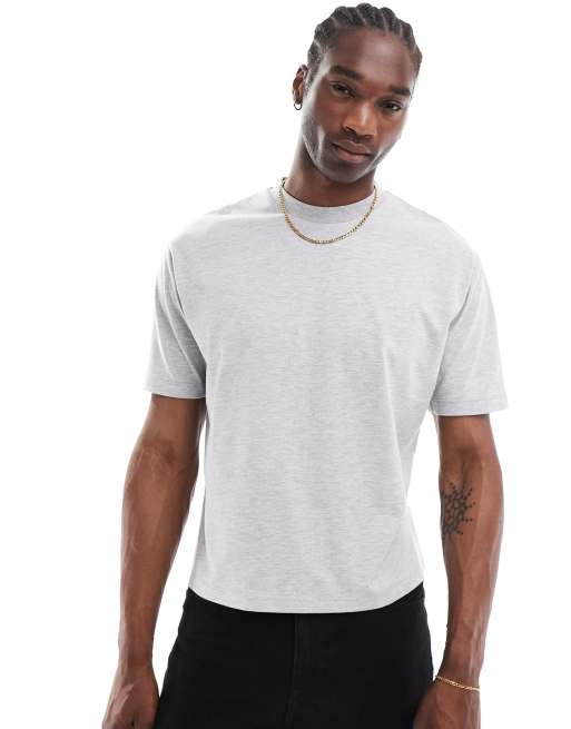 ASOS DESIGN - Essential - T-shirt décontracté coupe carrée - Gris chiné
