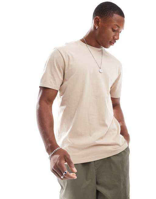 ASOS DESIGN – Essential – T-Shirt in Beige mit Rundhalsausschnitt 