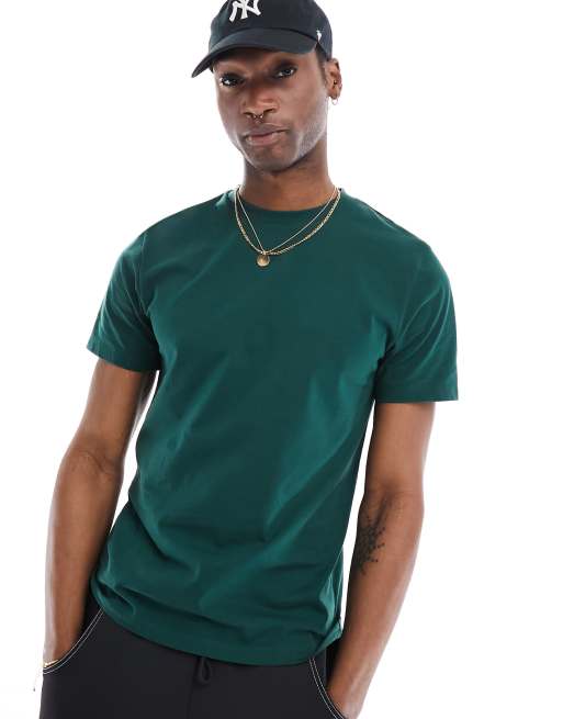 ASOS DESIGN – Essential – T-Shirt in Dunkelgrün mit Rundhalsausschnitt