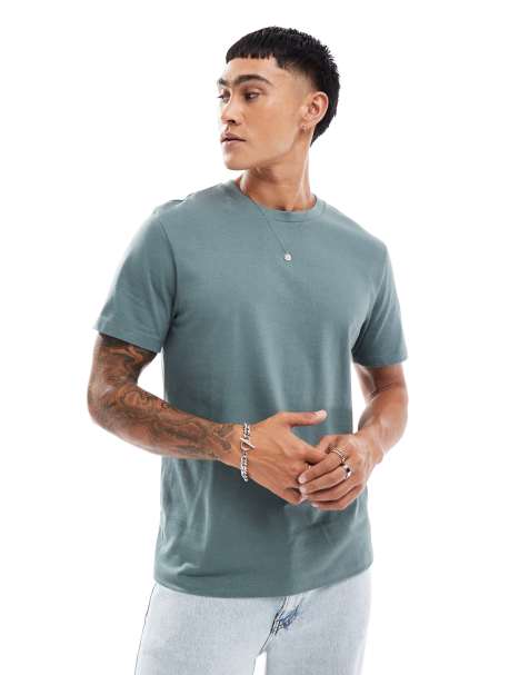 ASOS DESIGN – Essential – T-Shirt in Dunkelgrün mit Rundhalsausschnitt - view 1