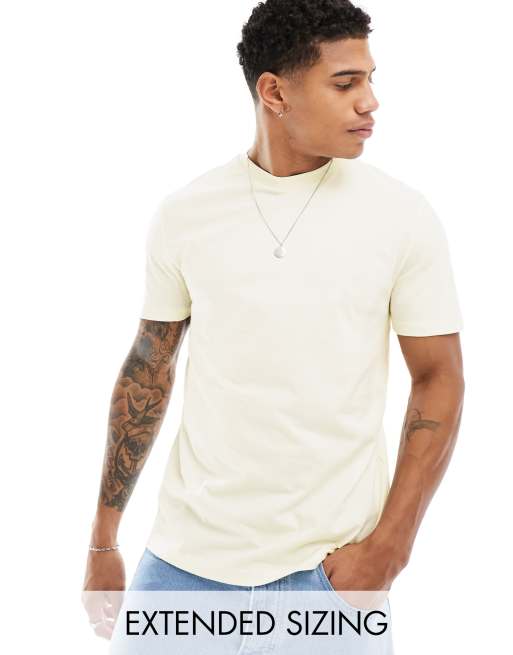 ASOS DESIGN – Essential – T-Shirt in Ecru mit Rundhalsausschnitt