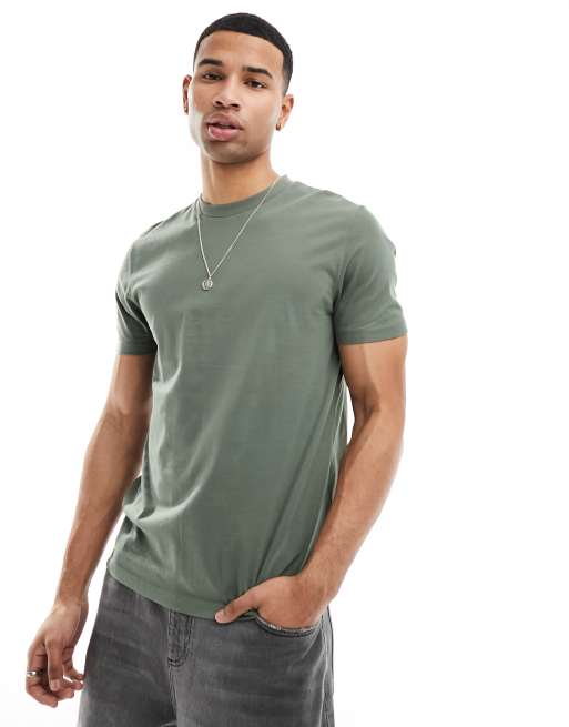 ASOS DESIGN – Essential – T-Shirt in Khaki mit Rundhalsausschnitt