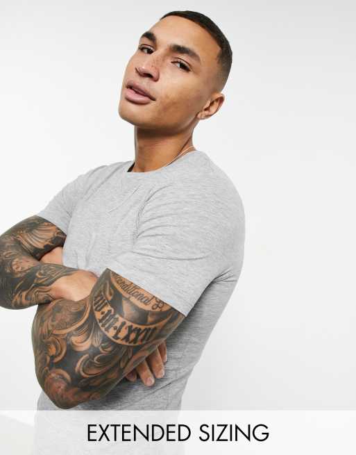 ASOS DESIGN – Essential – T-shirt o kroju podkreślającym sylwetkę w szarym melanżowym kolorze
