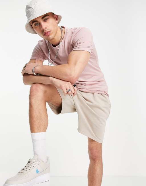 ASOS DESIGN – Essential – T-shirt o kroju podkreślającym sylwetkę z okrągłym dekoltem w kolorze spranego różu 