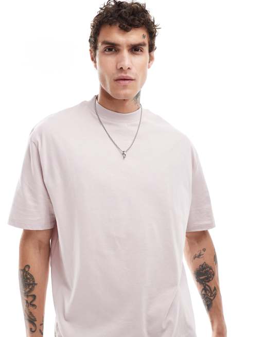 ASOS DESIGN - Essential - T-shirt oversize à col montant - Rose cendré
