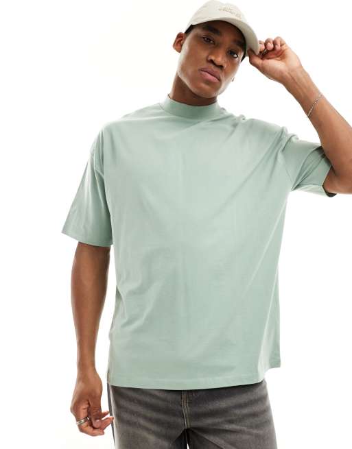 ASOS DESIGN - Essential - T-shirt oversize à col montant - Vert clair